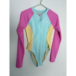 Billabong LS Tropic Body Suit Small multi New Colorblock Rashguard Swimsuit